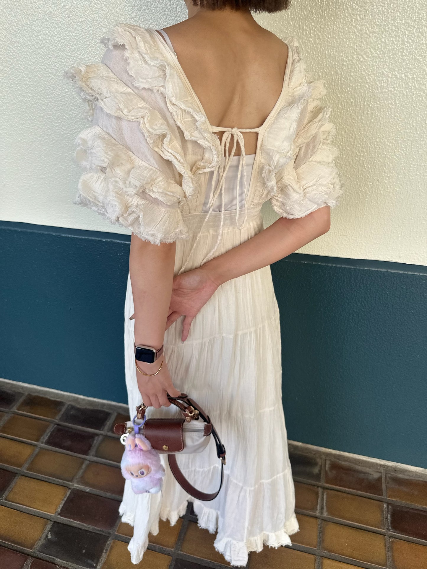 9/17 販売 Feather V Dress フェザーVカットドレス